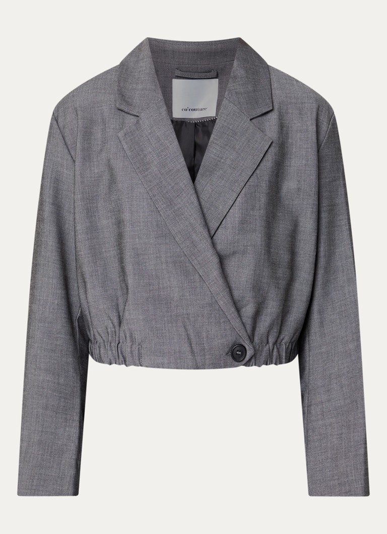 Co'Couture Dames JackyCC cropped blazer met V-hals in de kleur Middengrijs, maat: M