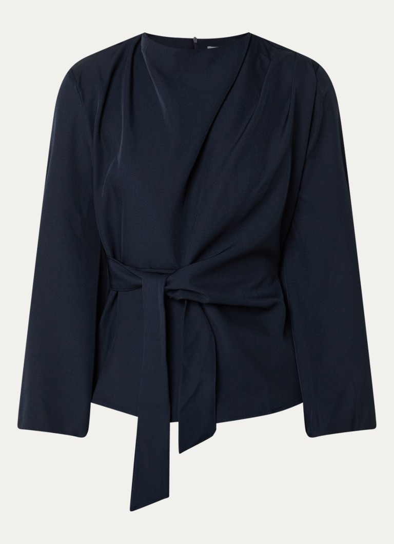 Co'Couture Dames Luna tuniek van satijn met strikdetail in de kleur Donkerblauw, maat: XL