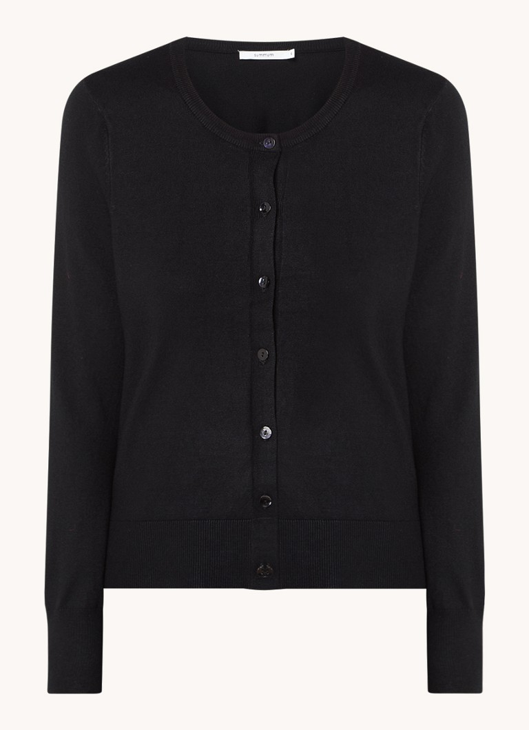 Summum Dames Fijngebreid vest met ronde hals in de kleur Zwart, maat: M