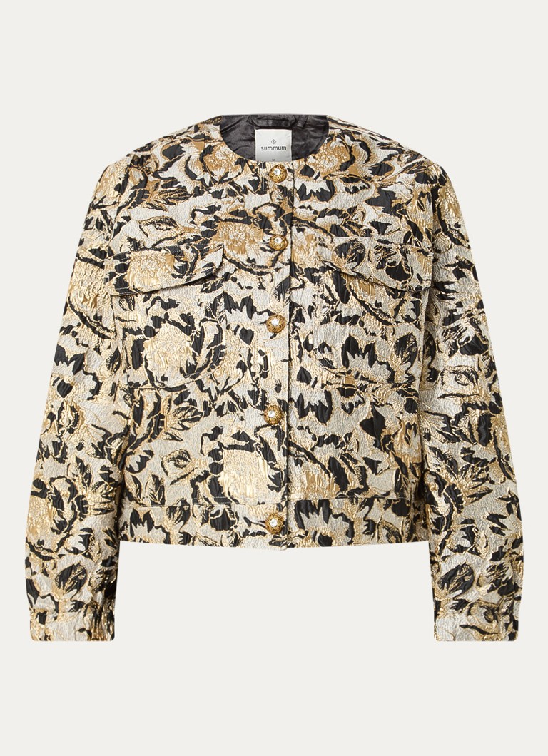 Summum Dames Jack met jacquard dessin en klepzakken in de kleur Goud, maat: 42