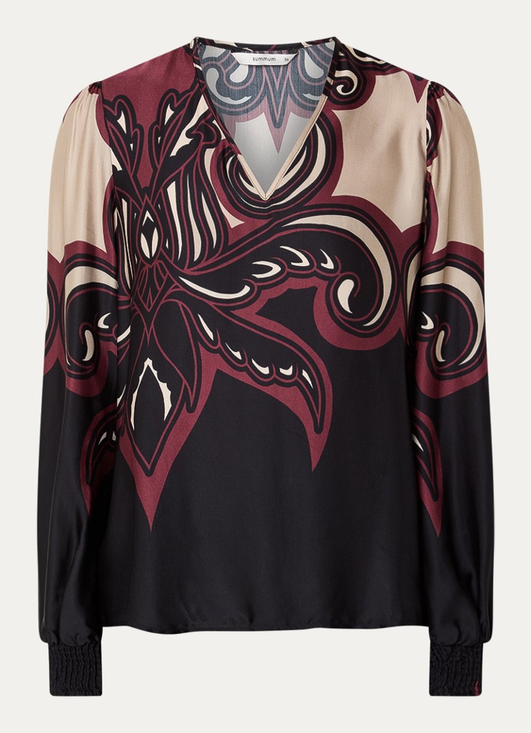 Summum Dames Ornament tuniek met print in de kleur Bordeauxrood, maat: 36