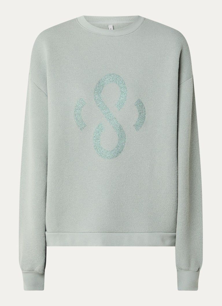 Summum Dames Fijngebreide trui met logoprint in de kleur Lindegroen, maat: XS