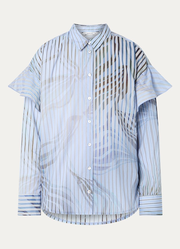 Summum Dames Oversized blouse met streepprint in de kleur Lichtblauw, maat: 38