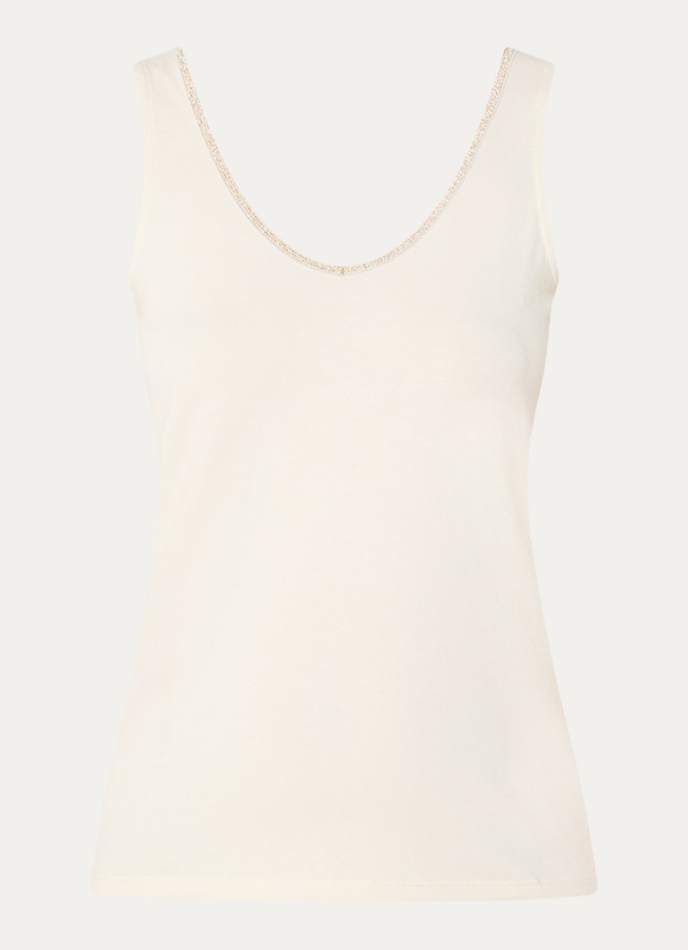 Summum Dames Tanktop met lurex in de kleur Ivoor, maat: XS