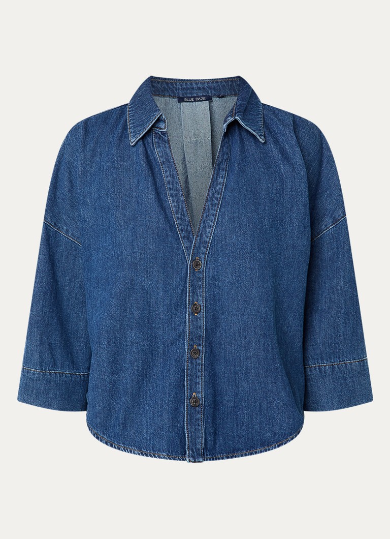 Summum Dames Blouse van denim in de kleur Indigo, maat: 44