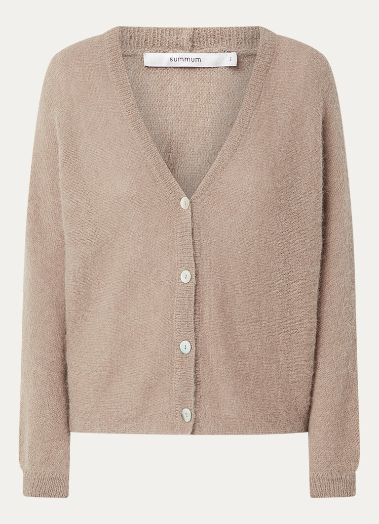 Summum Dames Fijngebreid vest met V-hals in de kleur Khaki, maat: S
