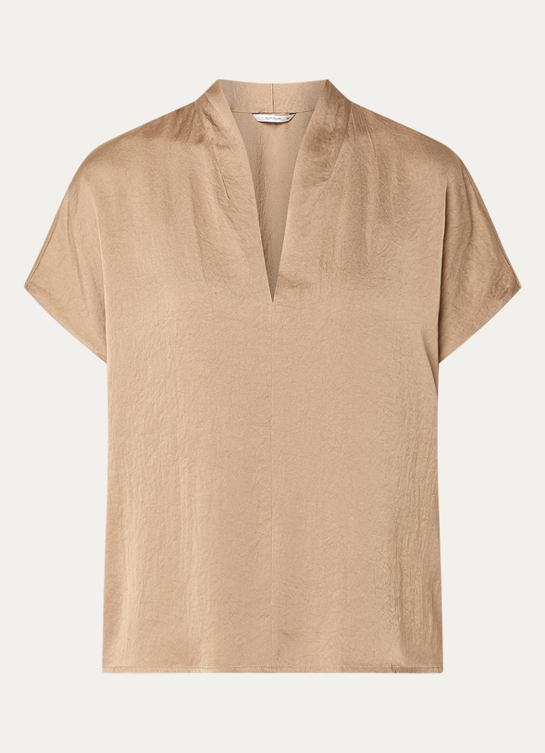 Summum Dames Top met V-hals en vlindermouw in de kleur Khaki, maat: 38