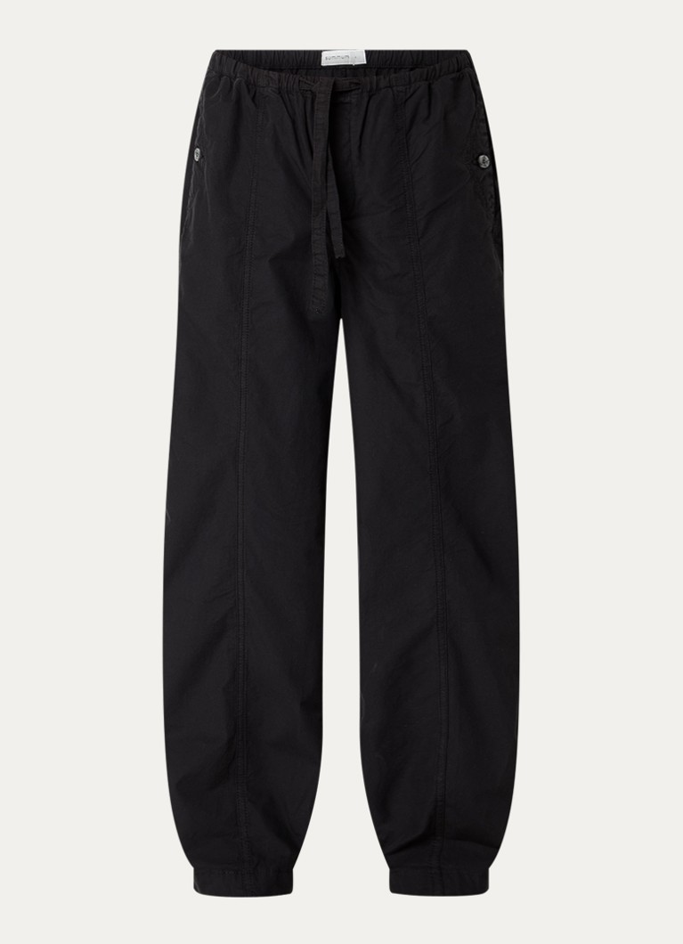 Summum Dames High waist loose fit broek met steekzakken in de kleur Zwart, maat: 34