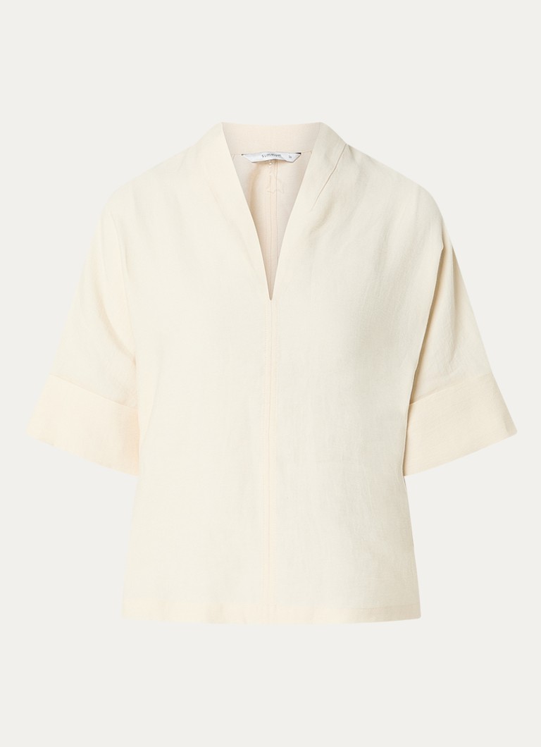 Summum Dames Top in linnenblend in de kleur Ivoor, maat: 42