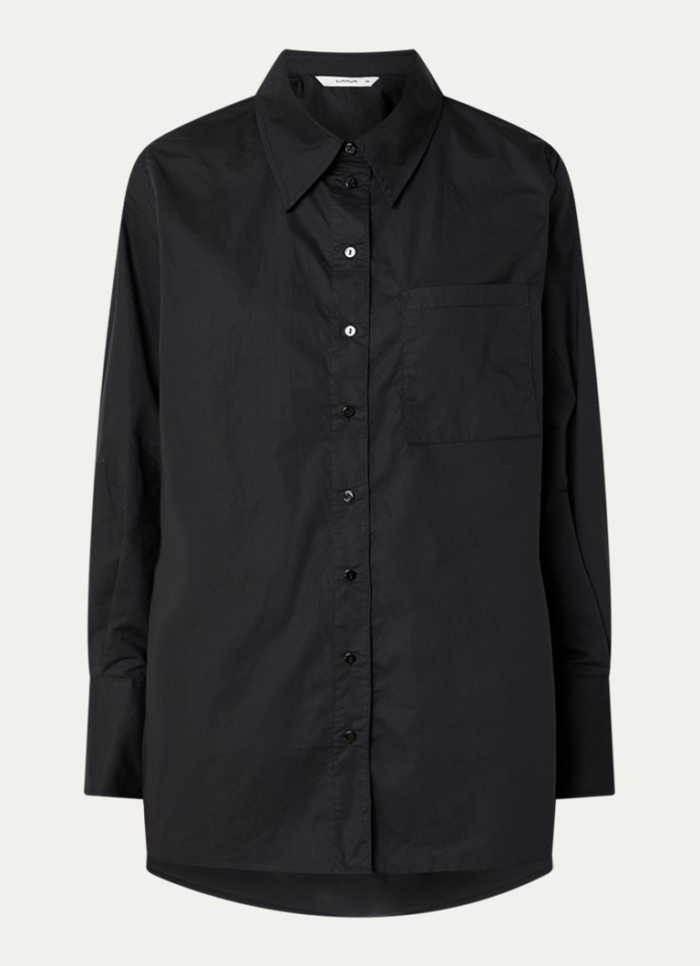 Summum Dames Blouse met kraag in de kleur Zwart, maat: 40