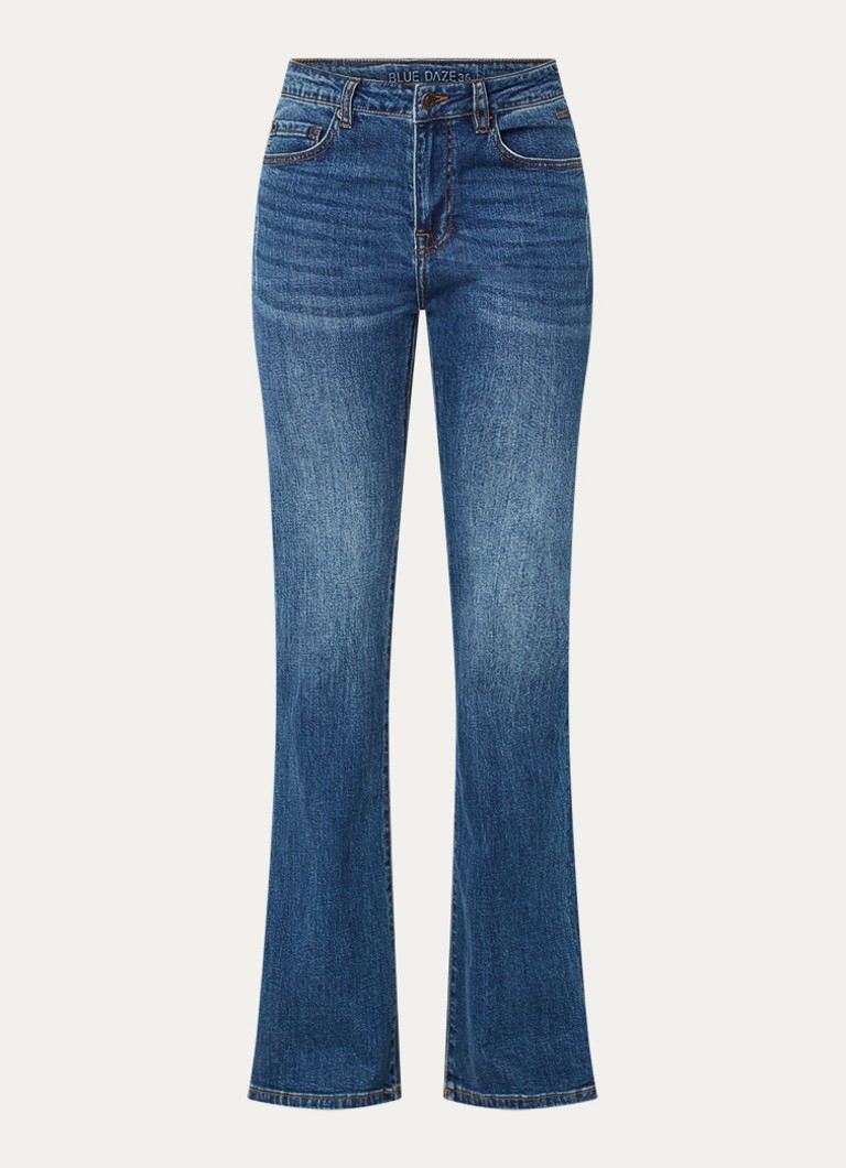 Summum Dames Mid waist flared jeans met donkere wassing in de kleur Indigo, maat: 38