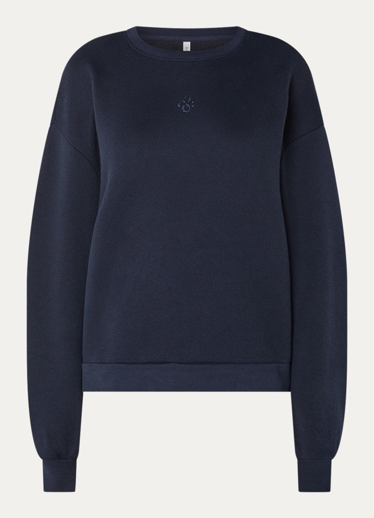 Summum Dames Sweater met logo en strass in de kleur Donkerblauw, maat: S