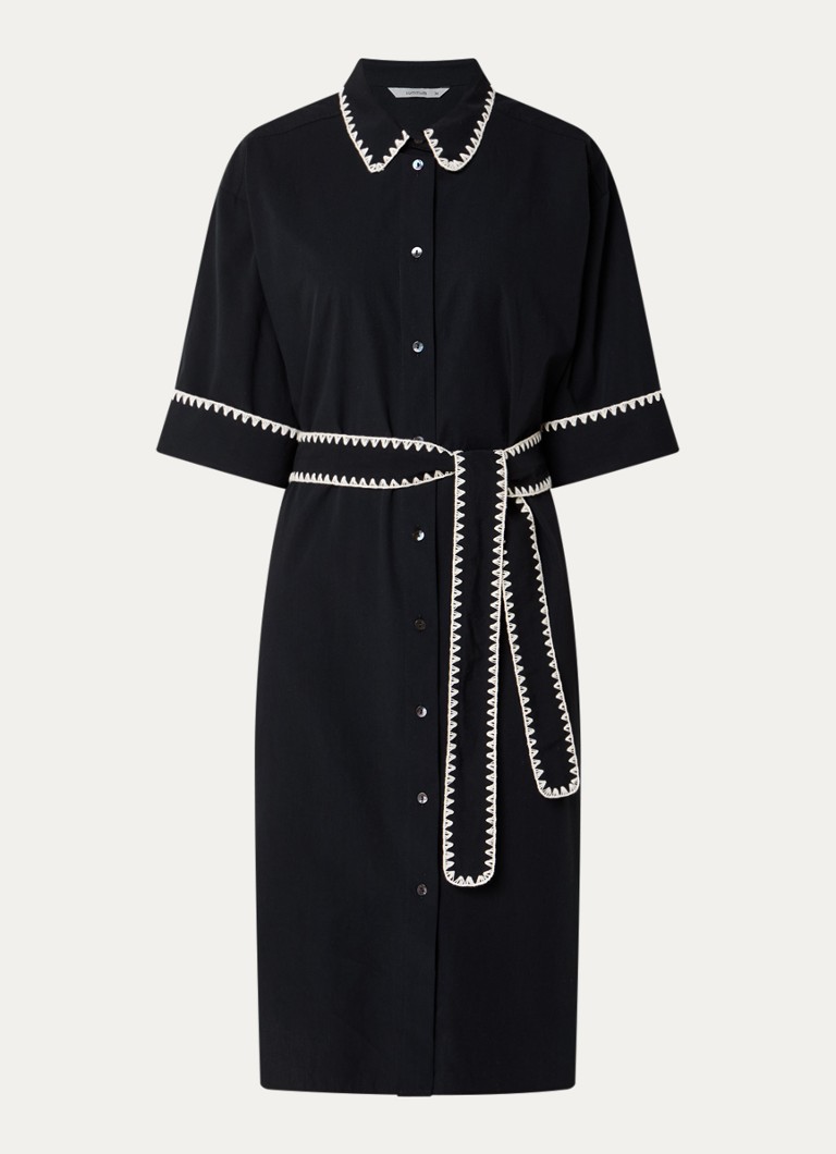 Summum Dames Mini blousejurk met strikceintuur in de kleur Zwart, maat: 38