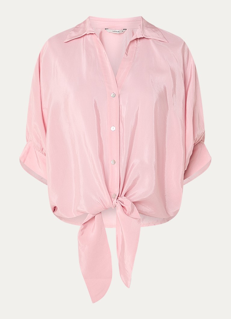 Summum Dames Blouse met strikdetail en glanzende finish in de kleur Roze, maat: 38
