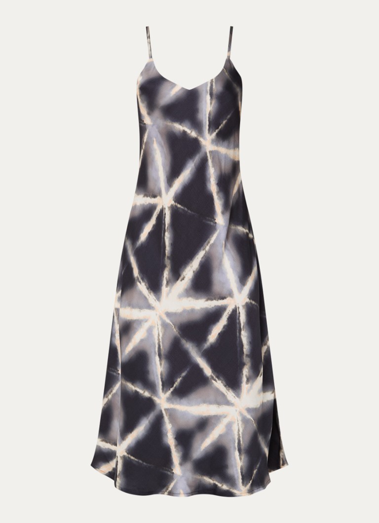 Summum Dames Maxi jurk met tie-dye dessin en glanzende finish in de kleur Blauw, maat: 40