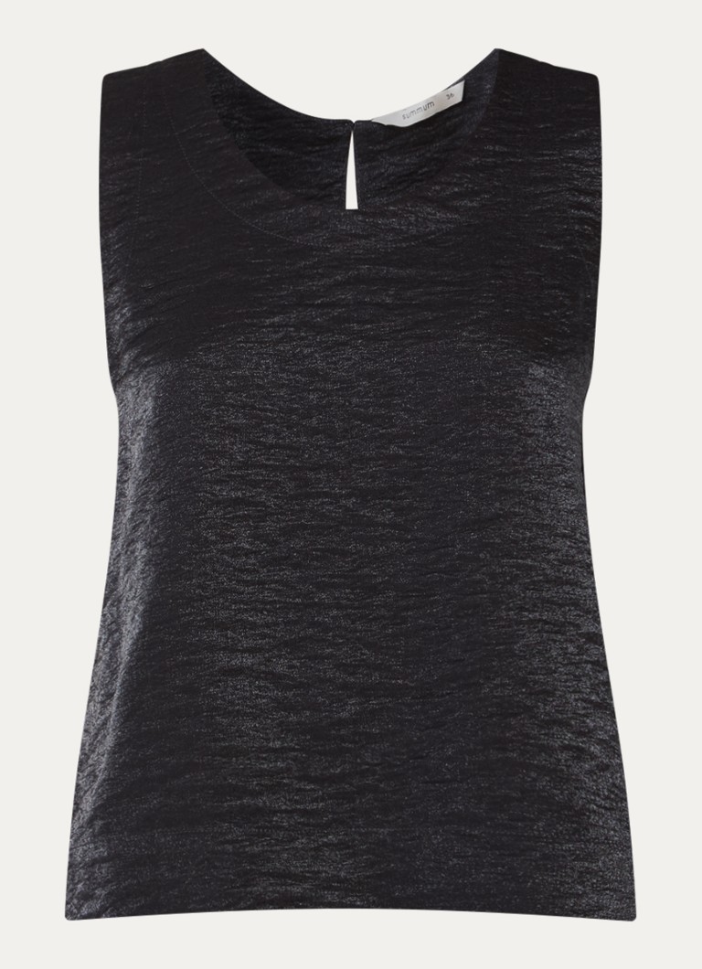 Summum Dames Mouwloze top met lurex en structuur in de kleur Donkerblauw, maat: 44