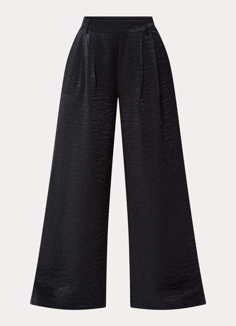 Summum Dames High waist wide fit broek met lurex en structuur in de kleur Donkerblauw, maat: 44