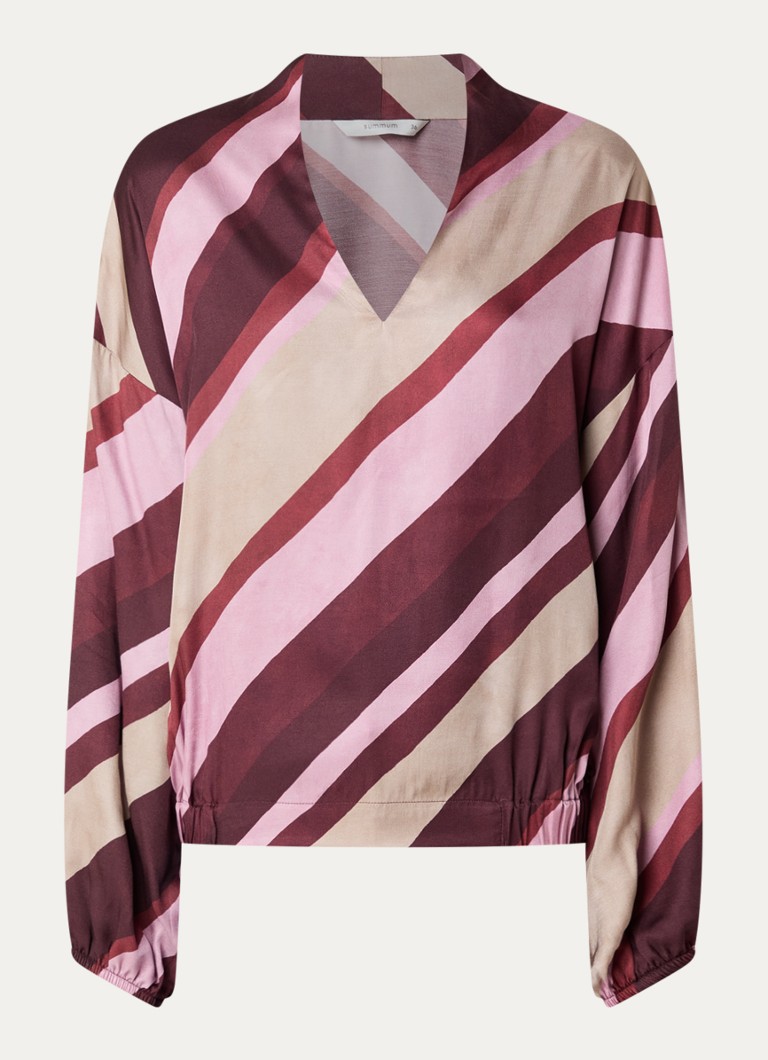 Summum Dames Top met streepprint in de kleur Donkerrood, maat: 44