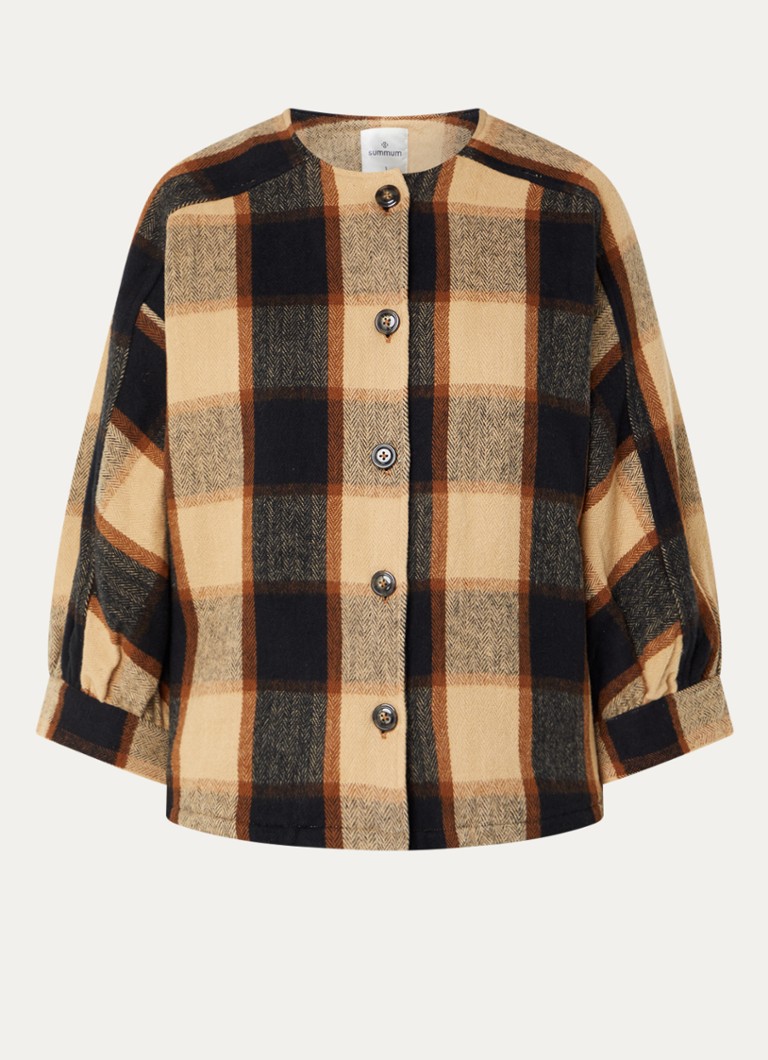 Summum Dames Fijngebreide vest met ruitdessin in de kleur Camel, maat: M