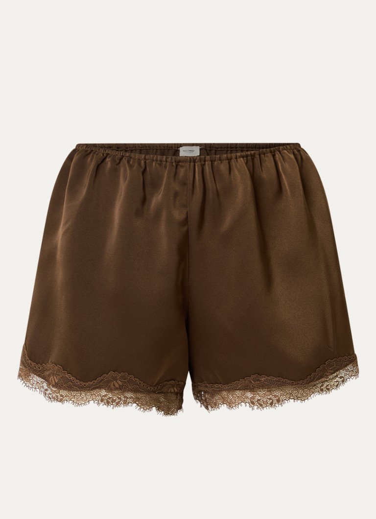 Sam Friday Dames korte loungebroek van satijn in de kleur Ivoor, maat: S/M