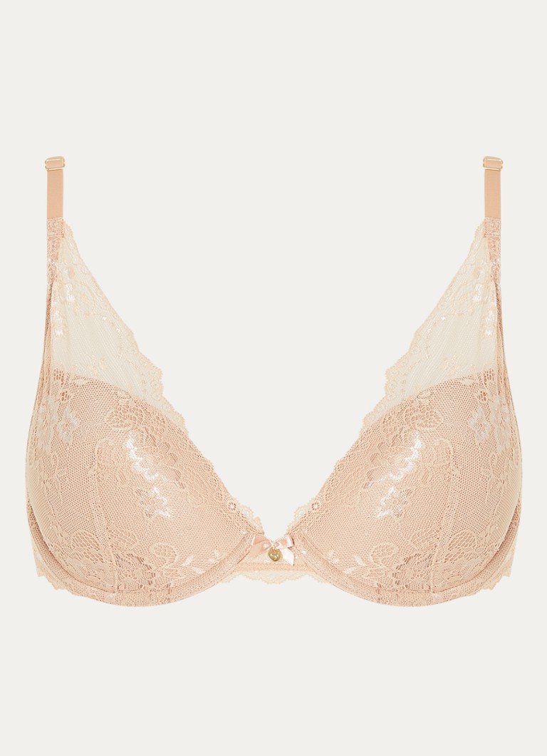 Sam Friday Dames Demi voorgevormde push-up bh met overlay van kant in de kleur Zand, maat: B75