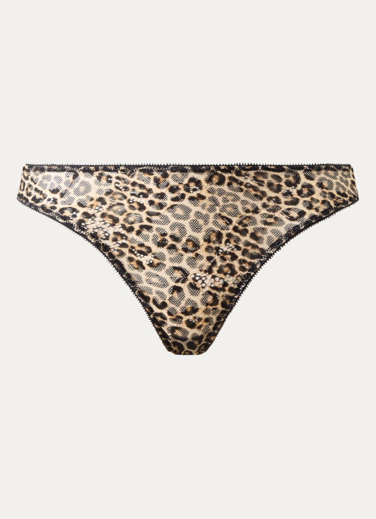 Sam Friday Dames Lacey string van kant met panterprint in de kleur Beige, maat: M