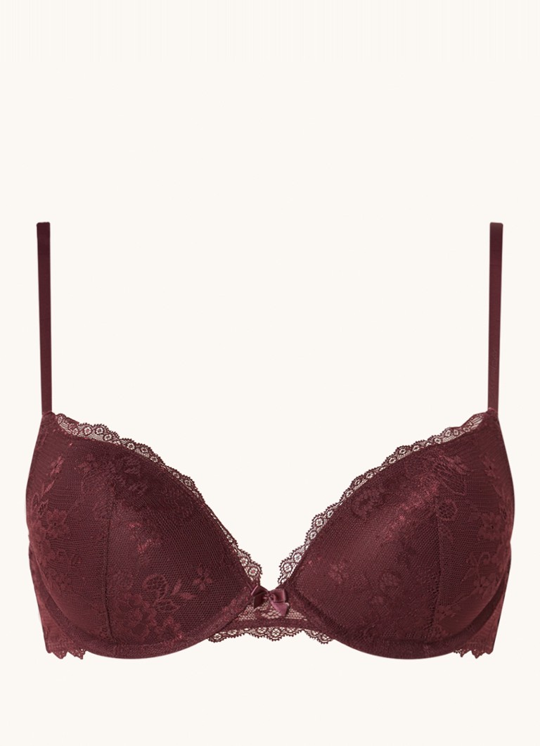 Sam Friday Dames Polly push-up bh van kant in de kleur Roodbruin, maat: B75
