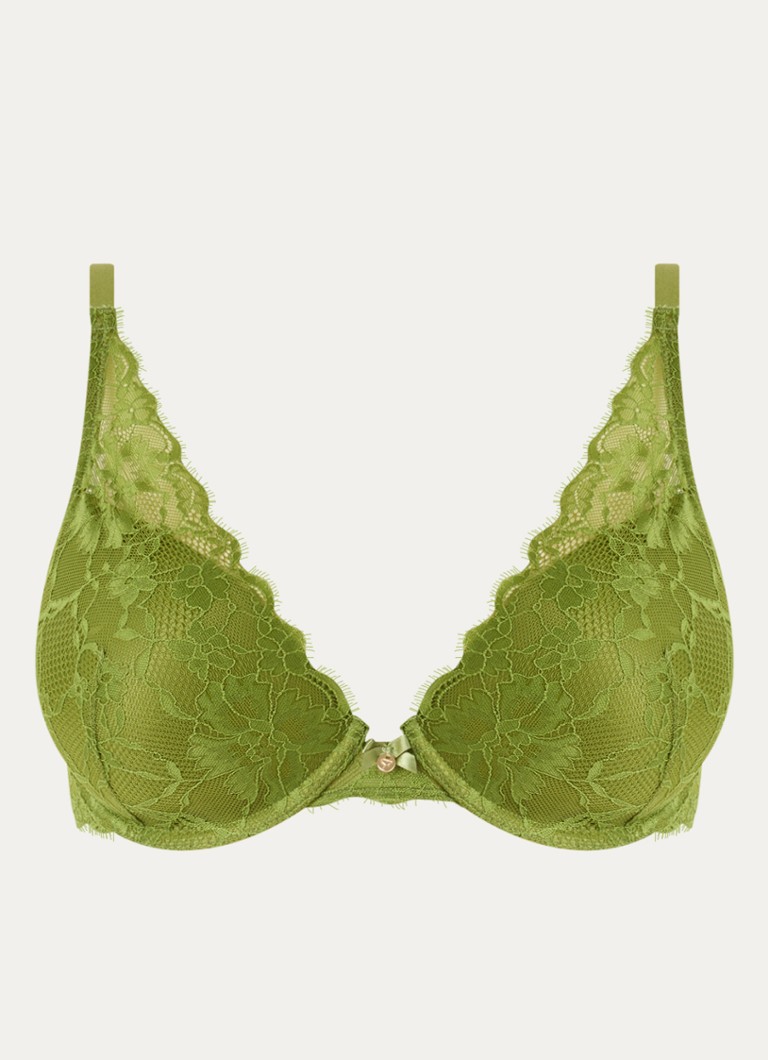 Sam Friday Dames Demi voorgevormde beugel bh met overlay van kant in de kleur Groen, maat: C80