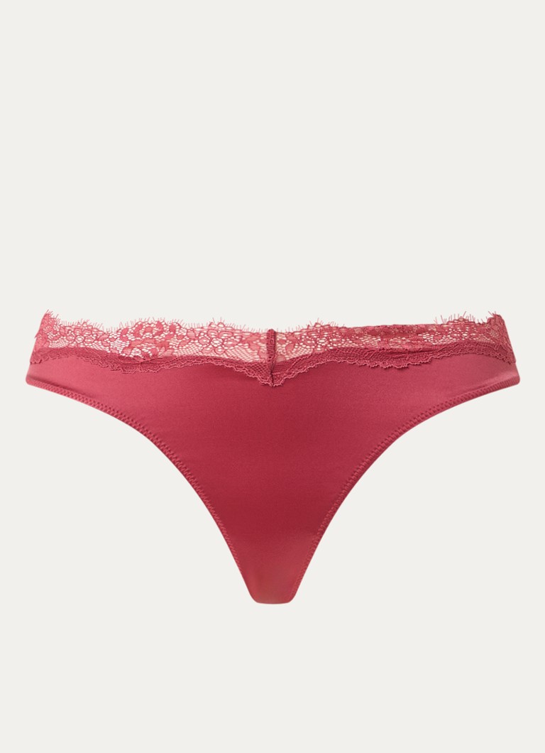 Sam Friday Dames Philippa string van satijn met kant in de kleur Cranberryrood, maat: S