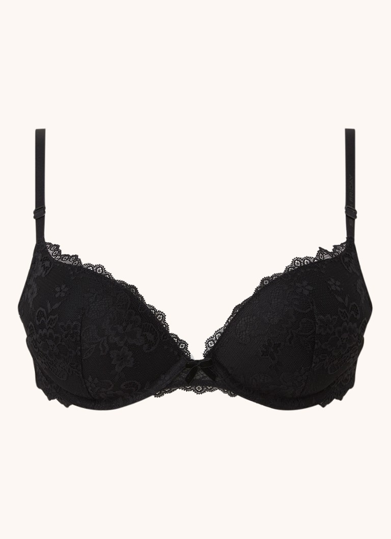 Sam Friday Dames Polly push-up bh met kant in de kleur Zwart, maat: E75