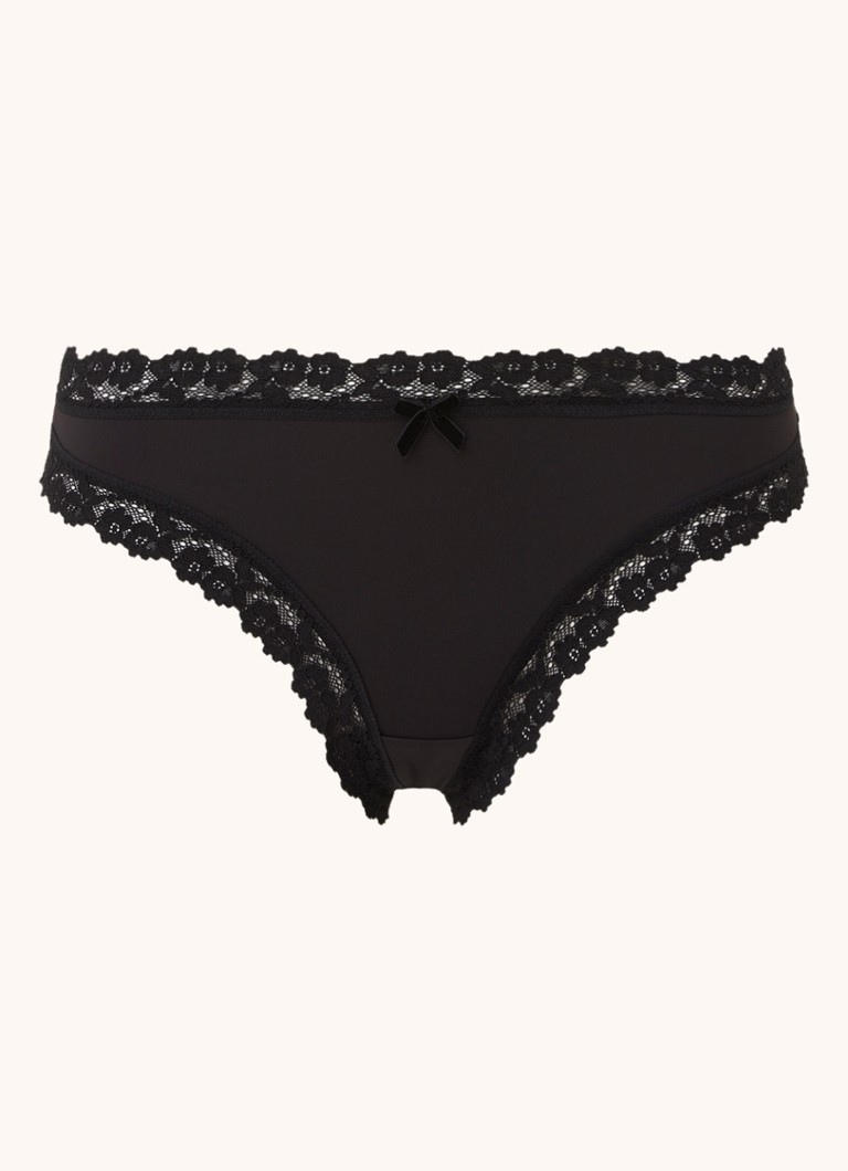 Sam Friday Dames Chloe tanga met kant in de kleur Zwart, maat: L