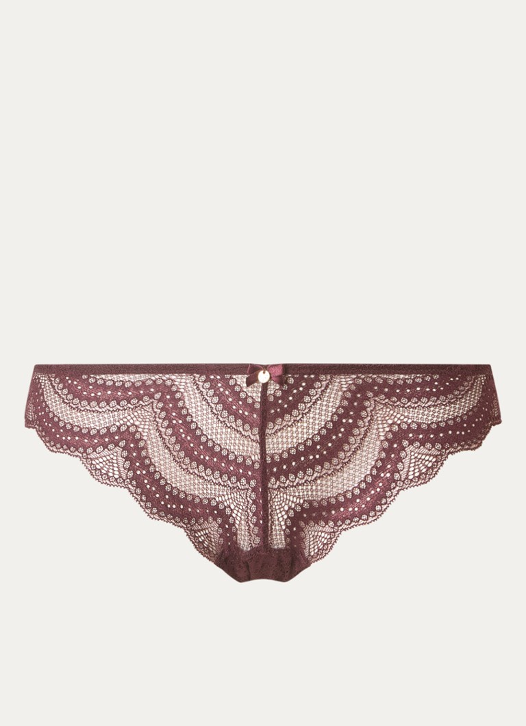 Sam Friday Dames Celine tanga van kant in de kleur Bordeauxrood, maat: M