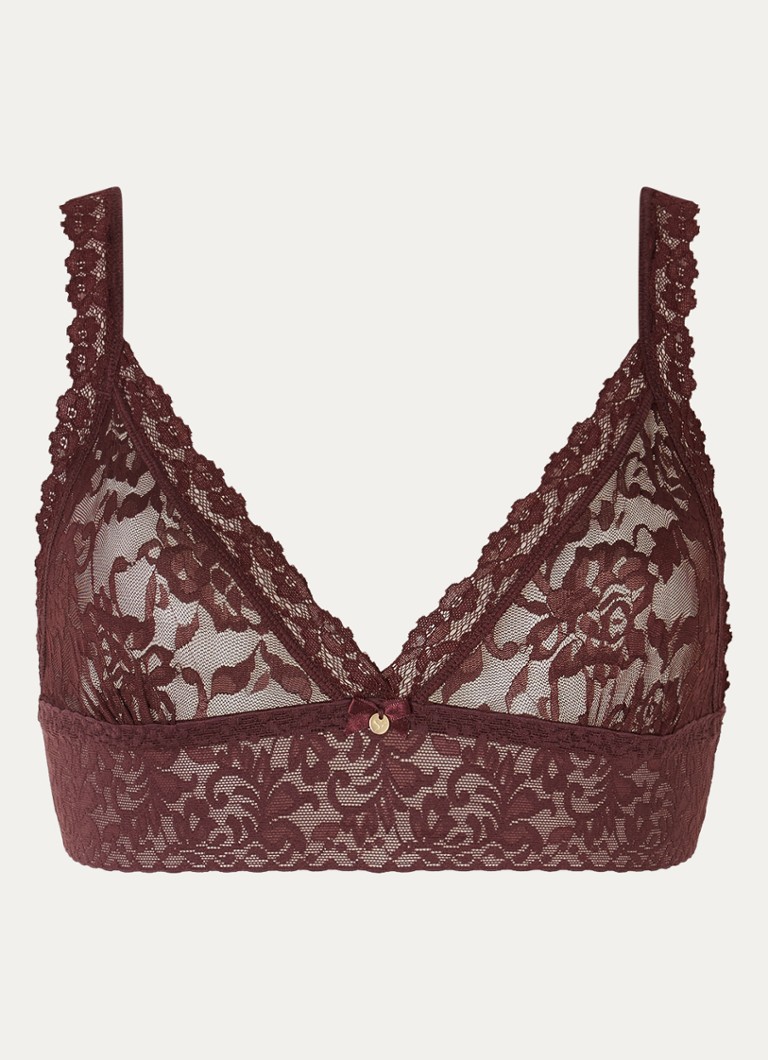 Sam Friday Dames Lacey bralette van kant in de kleur Aubergine, maat: S/M