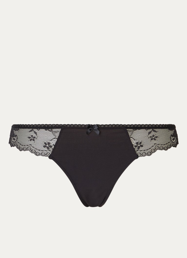 Sam Friday Dames Vida tanga met kant in de kleur Zwart, maat: L