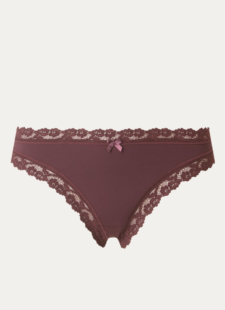 Sam Friday Dames Chloe tanga met kant in de kleur Bordeauxrood, maat: M