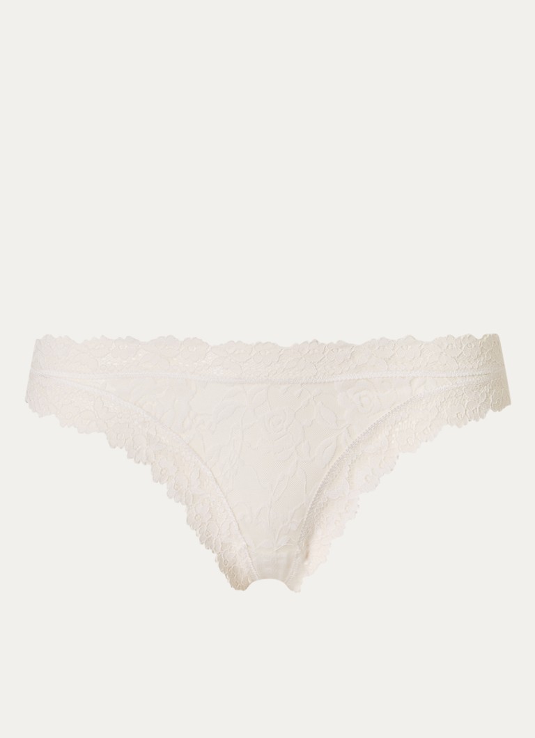 Sam Friday Dames Pam tanga van kant in de kleur Gebroken wit, maat: L