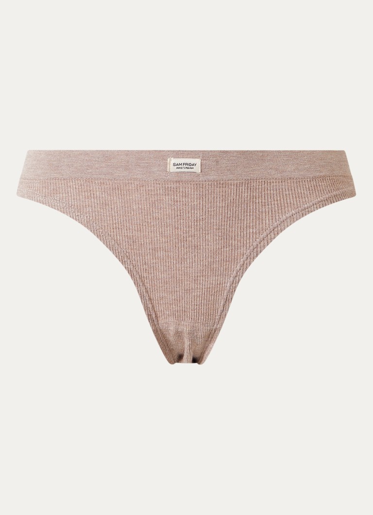 Sam Friday Dames Lucy slip met ribstructuur in de kleur Lichtbruin, maat: M