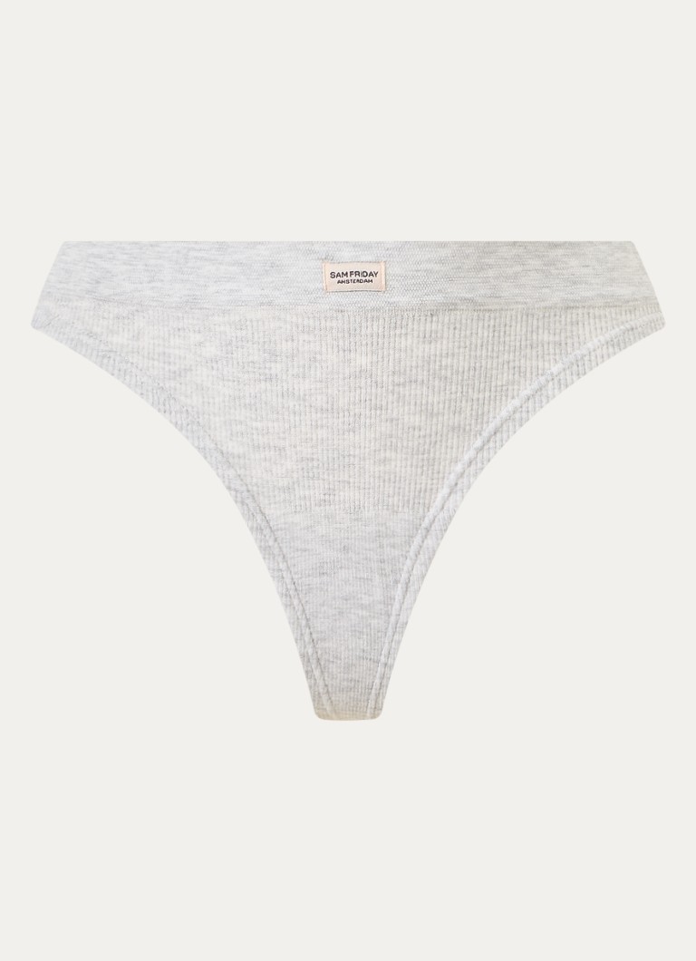 Sam Friday Dames Lucy string met ribstructuur in de kleur Grijsmele, maat: M