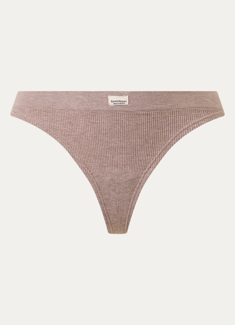 Sam Friday Dames Lucy string met ribstructuur in de kleur Lichtbruin, maat: XS