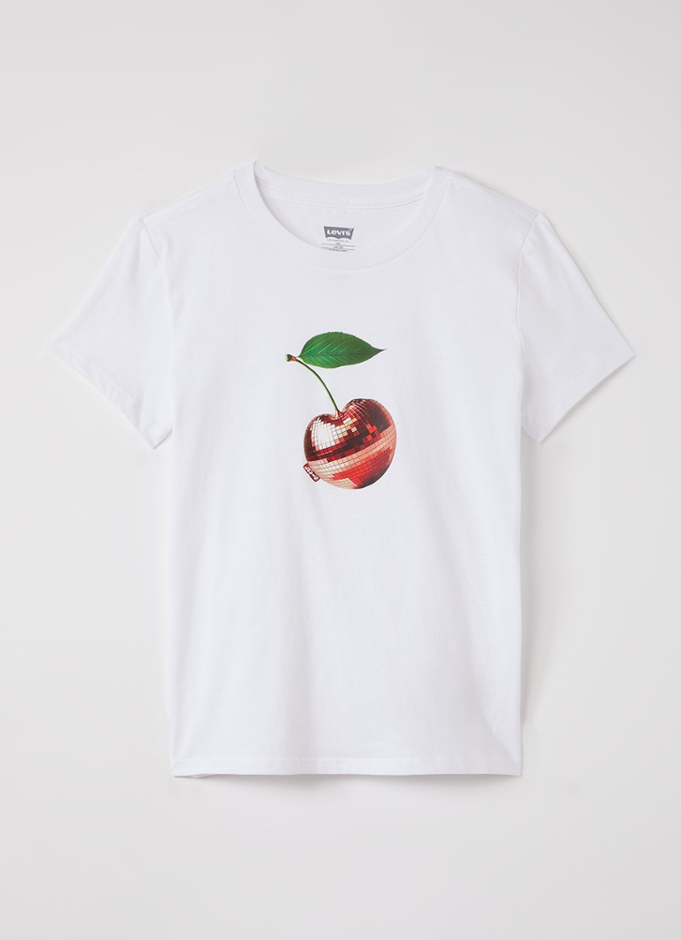 Levi's Meisjes Disco Cherry T-Shirt met print in de kleur Wit, maat: 6A=16