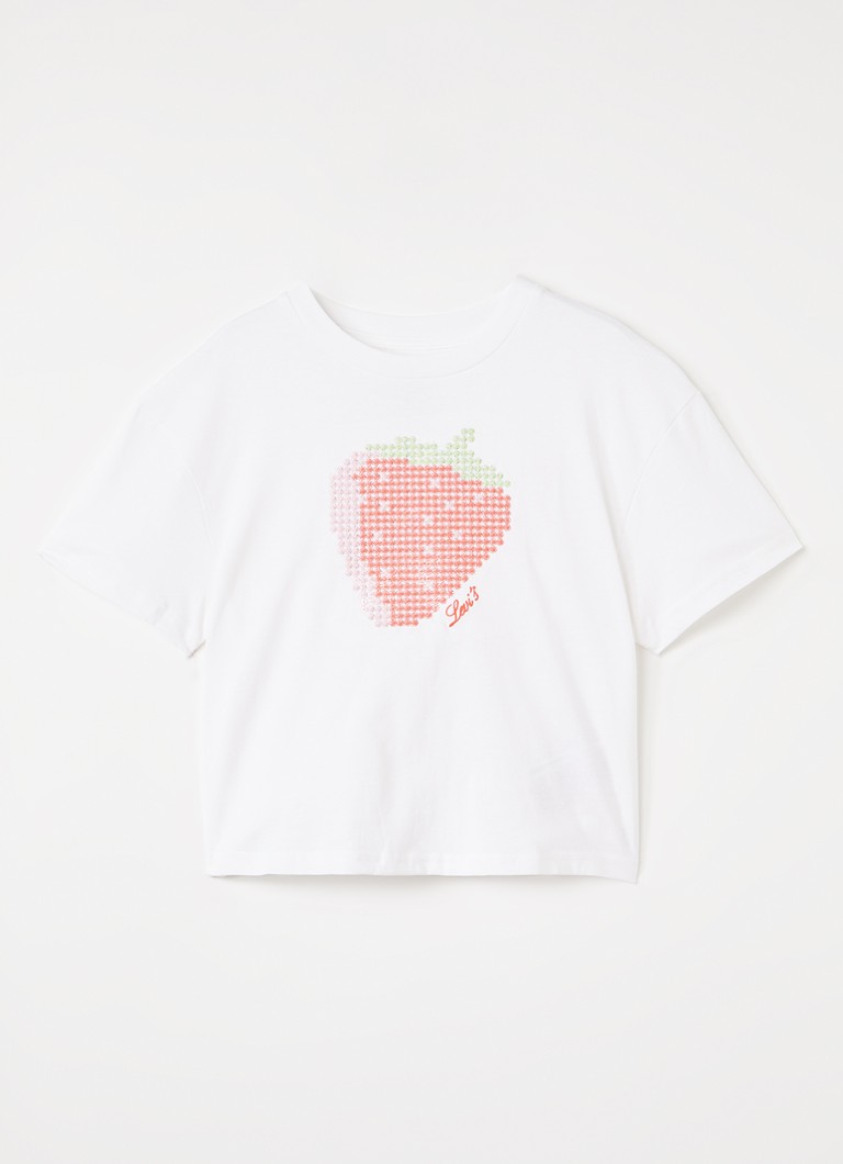 Levi's Meisjes Strawberry longsleeve met pailletten in de kleur Gebroken wit, maat: 16A=176