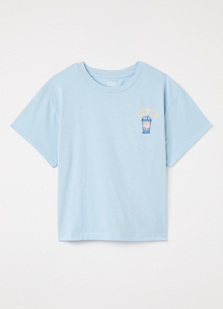 Levi's Meisjes Boba T-shirt met front- en backprint in de kleur Lichtblauw, maat: 12A=152
