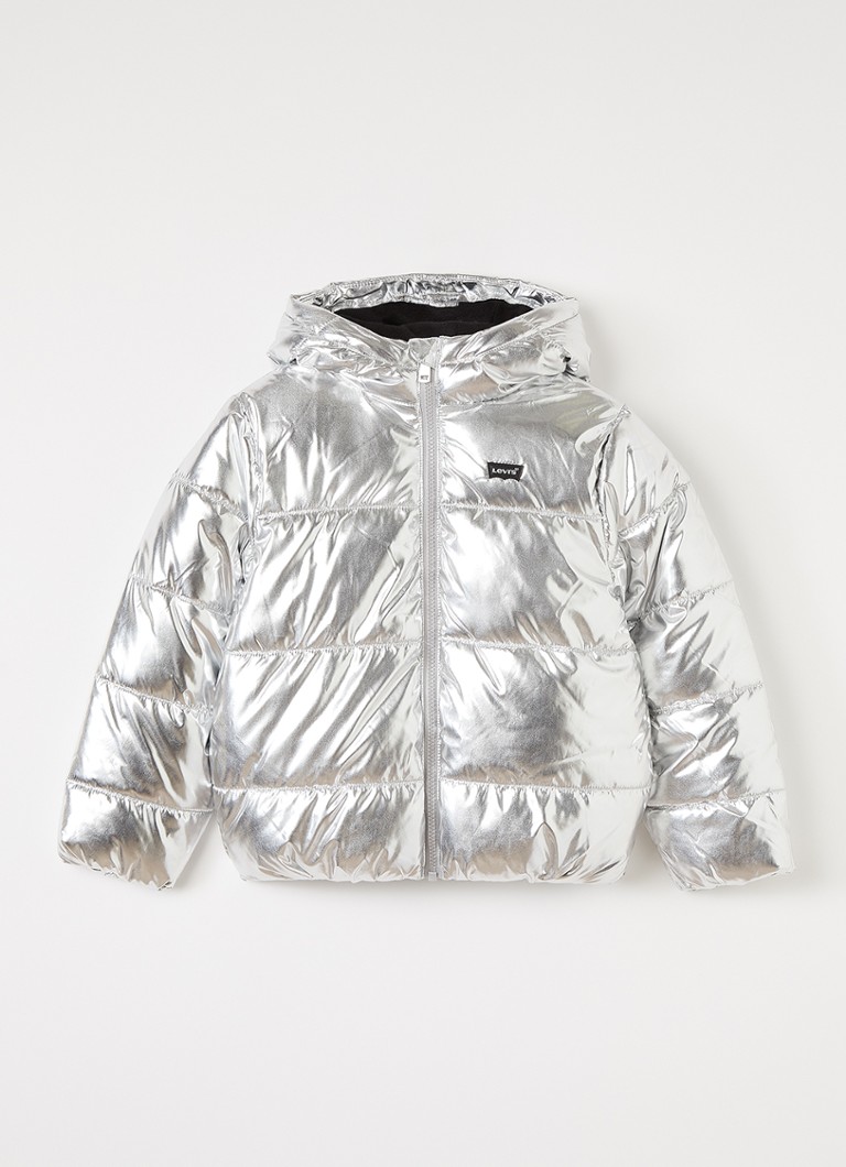Levi's Meisjes Core puffer jack met glanzende finish in de kleur Zilver, maat: 14A=164