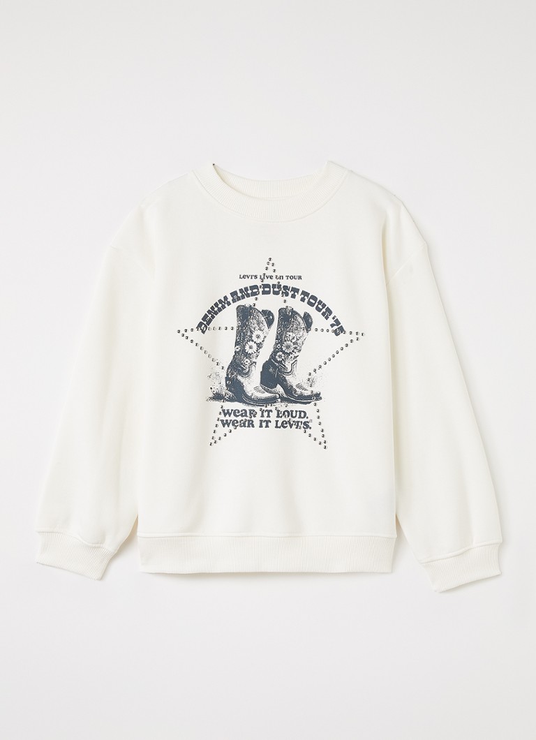 Levi's Meisjes Sweater met print in de kleur Gebroken wit, maat: 10A=140