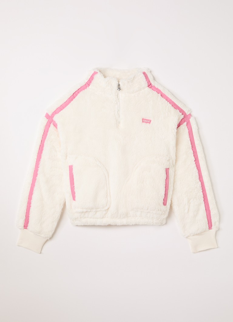 Levi's Meisjes Trui van teddy met halve rits in de kleur Gebroken wit, maat: 12A=152