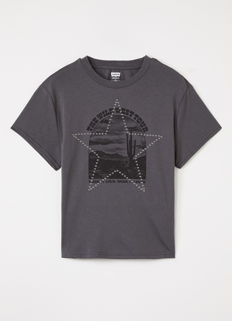 Levi's Meisjes T-shirt met print in de kleur Donkergrijs, maat: 8A=128