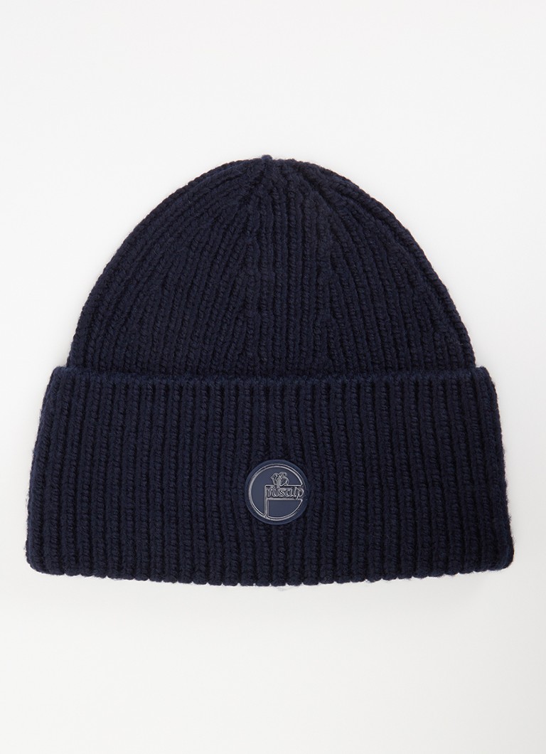 Fusalp Dames Ribgebreide muts van wol met logo in de kleur Donkerblauw, maat: ONE SIZE