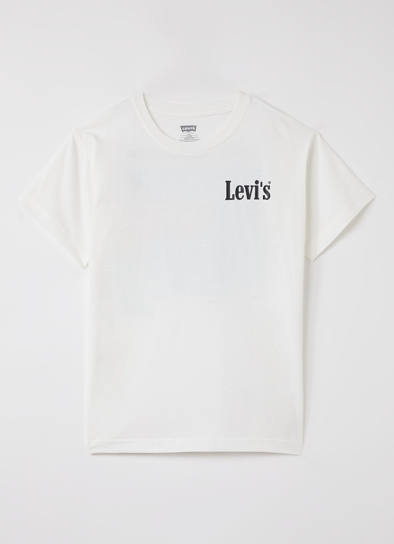 Levi's Jongens Acquatic Lounge T-shirt met logo- en backprint in de kleur Gebroken wit, maat: 4A=104