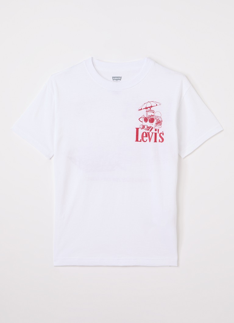 Levi's Jongens Burger Meal T-shirt met logo- en backprint in de kleur Wit, maat: 4A=104