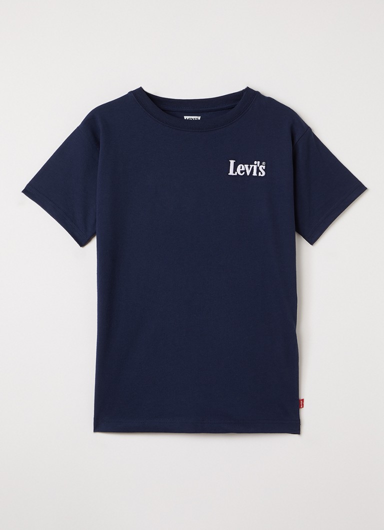 Levi's Jongens T-shirt met logo- en backprint in de kleur Donkerblauw, maat: 6A=116